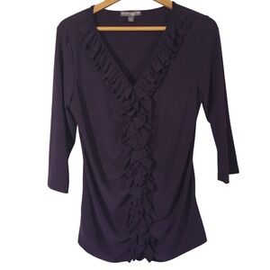 Aubergine Ruffle‎ V Neck Top